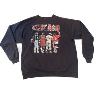 Vintage 1990’s Chicago Michael Jordan Mikita Santo Payton Black Sweatshirt Sz L